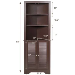 Tangkula Bathroom Corner Storage Cabinet, Free Standing Tall Collection Cabinet with 3 Open Shelves