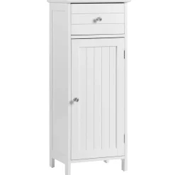 Tangkula Bathroom Floor Cabinet, Freestanding Storage Cabinet with Adjustable Shelf and Drawer, 14 x 12 x 34.5 Inches