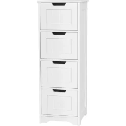 Tangkula Bathroom Floor Cabinet with 4 Drawers, 12 x 12 x 33 Inch
