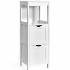 Tangkula Bathroom Floor Cabinet, Multifunctional Storage Cabinet with 2 Removable Drawers & Open Shelf