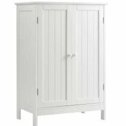 Tangkula Bathroom Floor Cabinet, Wooden Floor Storage Cabinet with Double Doors
