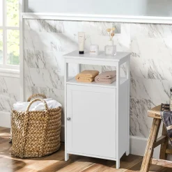 Tangkula Bathroom Floor Cabinet, Single Door Floor Cabinet with Adjustable Shelf