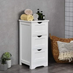 Tangkula Bathroom Floor Cabinet, Tower Storage Cabinet with Anti-Tipping Device