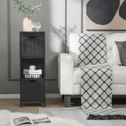 Tangkula Bathroom Floor Cabinet, Multifunctional Storage Cabinet with 2 Removable Drawers & Open Shelf
