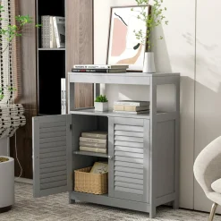 Tangkula Bathroom Floor Cabinet, Free Standing Storage Cabinet