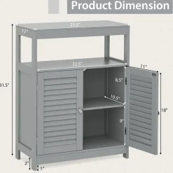 Tangkula Bathroom Floor Cabinet, Free Standing Storage Cabinet