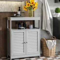 Tangkula Bathroom Floor Cabinet, Free Standing Storage Cabinet