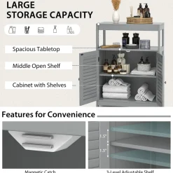Tangkula Bathroom Floor Cabinet, Free Standing Storage Cabinet