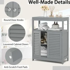 Tangkula Bathroom Floor Cabinet, Free Standing Storage Cabinet