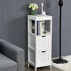 Tangkula Bathroom Floor Cabinet, Multifunctional Storage Cabinet with 2 Removable Drawers & Open Shelf