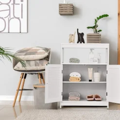 Tangkula Bathroom Floor Cabinet, Free Standing Storage Cabinet