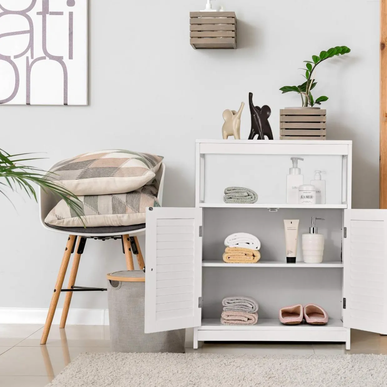 Tangkula Bathroom Floor Cabinet, Free Standing Storage Cabinet
