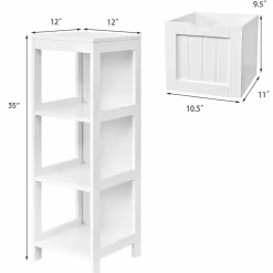 Tangkula Bathroom Floor Cabinet, Multifunctional Storage Cabinet with 2 Removable Drawers & Open Shelf