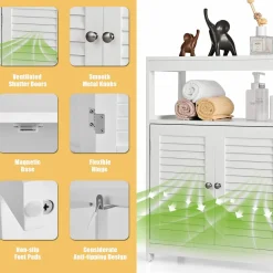 Tangkula Bathroom Floor Cabinet, Free Standing Storage Cabinet