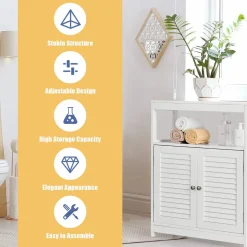 Tangkula Bathroom Floor Cabinet, Free Standing Storage Cabinet