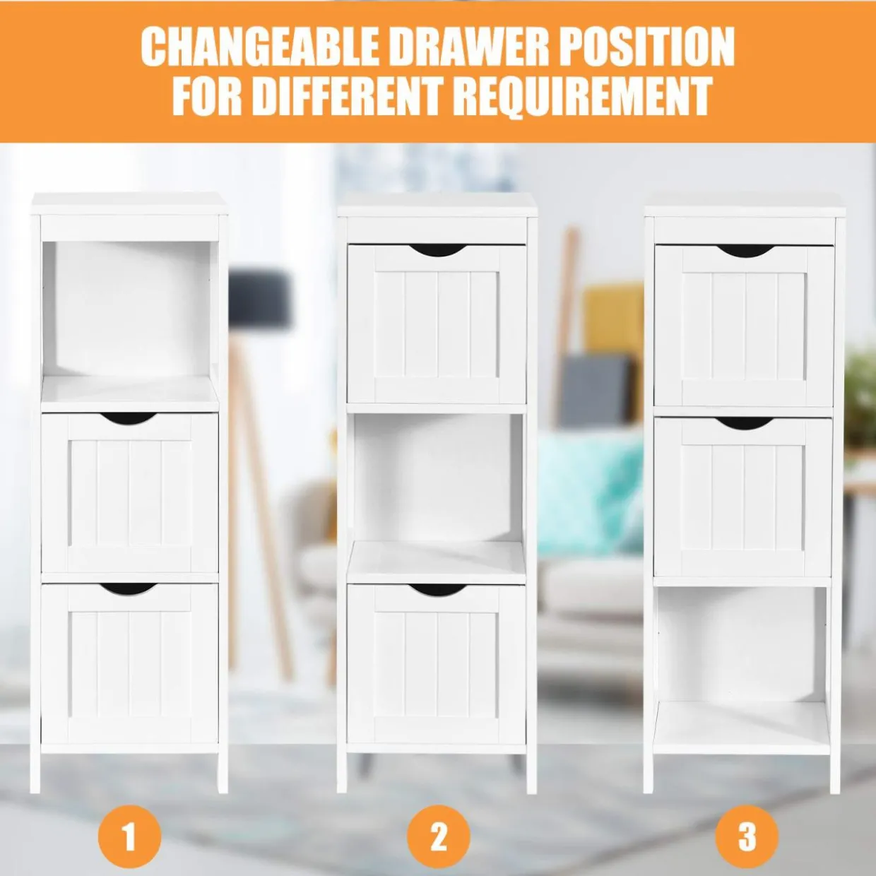 Tangkula Bathroom Floor Cabinet, Multifunctional Storage Cabinet with 2 Removable Drawers & Open Shelf