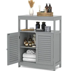 Tangkula Bathroom Floor Cabinet, Free Standing Storage Cabinet