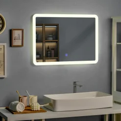 Tangkula Bathroom LED Mirror, Wall-Mounted Makeup Vanity Mirror, Dressing Room, 27.5