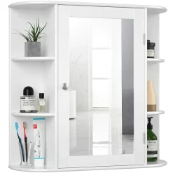 Tangkula Bathroom Medicine Cabinet with Mirror with Mirror, Wall Mounted Bathroom Storage Cabinet