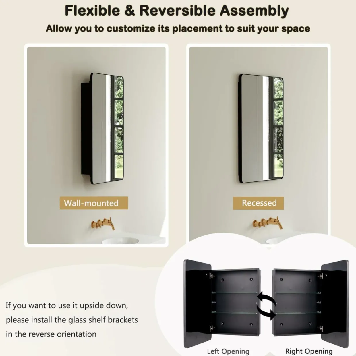 Tangkula Bathroom Medicine Cabinet with Mirror