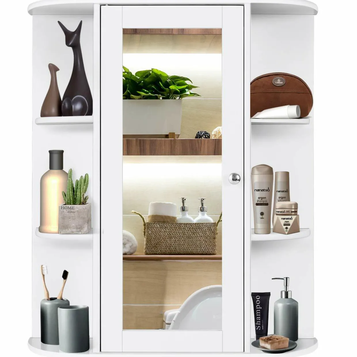 Tangkula Bathroom Medicine Cabinet, Wall Mounted Bathroom Cabinet with Mirror Door and Shelves