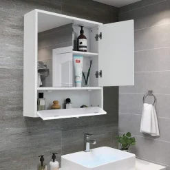 Tangkula Bathroom Mirror Cabinet, Wall Mounted Medicine Cabinet with Mirror Doors & Adjustable Shelf