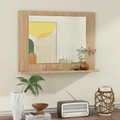 Tangkula Bathroom Mirror with Shelf, 23.5