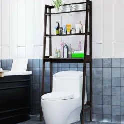 Tangkula Bathroom Space Saver, Over The Toilet Storage Rack, Free Standing 3-Shelf Bathroom Organizer