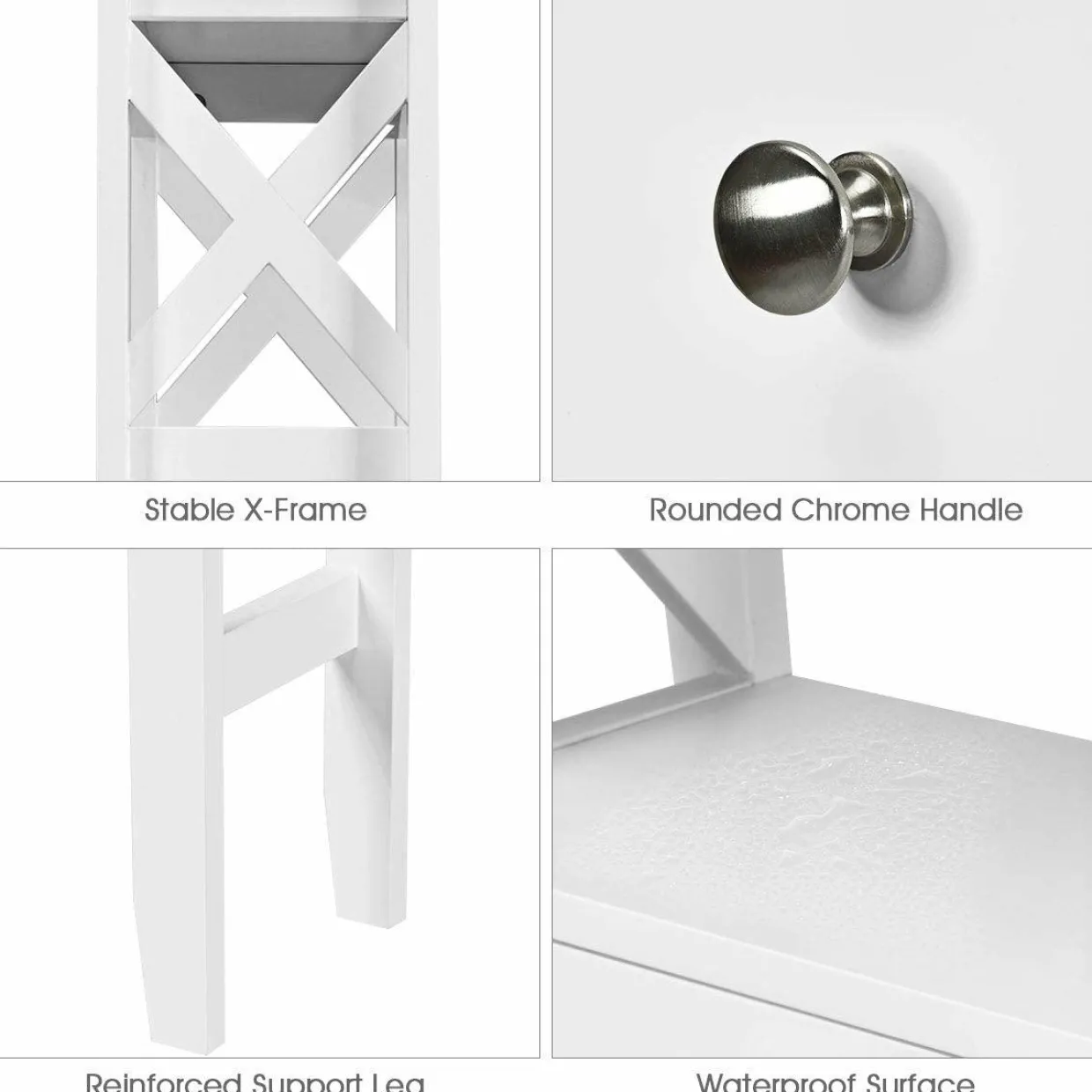 Tangkula Bathroom Space Saver, Over The Toilet Shelf, X-Frame Bathroom Storage Shelf Organizer with 2 Drawers (White)