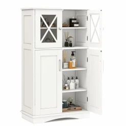 Tangkula Bathroom Storage Cabinet, Freestanding Floor Cabinet