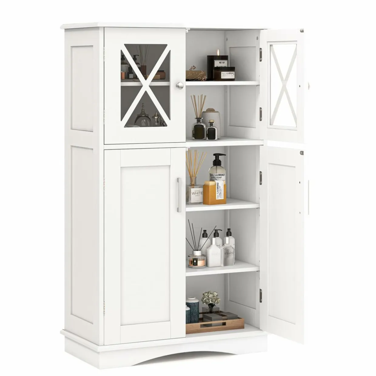 Tangkula Bathroom Storage Cabinet, Freestanding Floor Cabinet