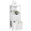 Tangkula Bathroom Storage Cabinet with 2 Drawers, Side Floor Cabinet with 2 Switchable Drawers (White)