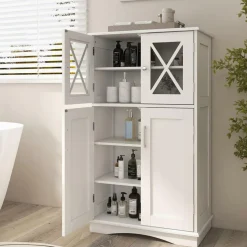 Tangkula Bathroom Storage Cabinet, Freestanding Floor Cabinet
