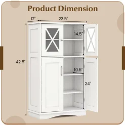 Tangkula Bathroom Storage Cabinet, Freestanding Floor Cabinet