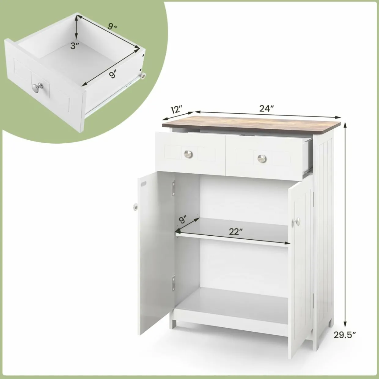 Tangkula Bathroom Storage Cabinet, Freestanding Floor Cabinet