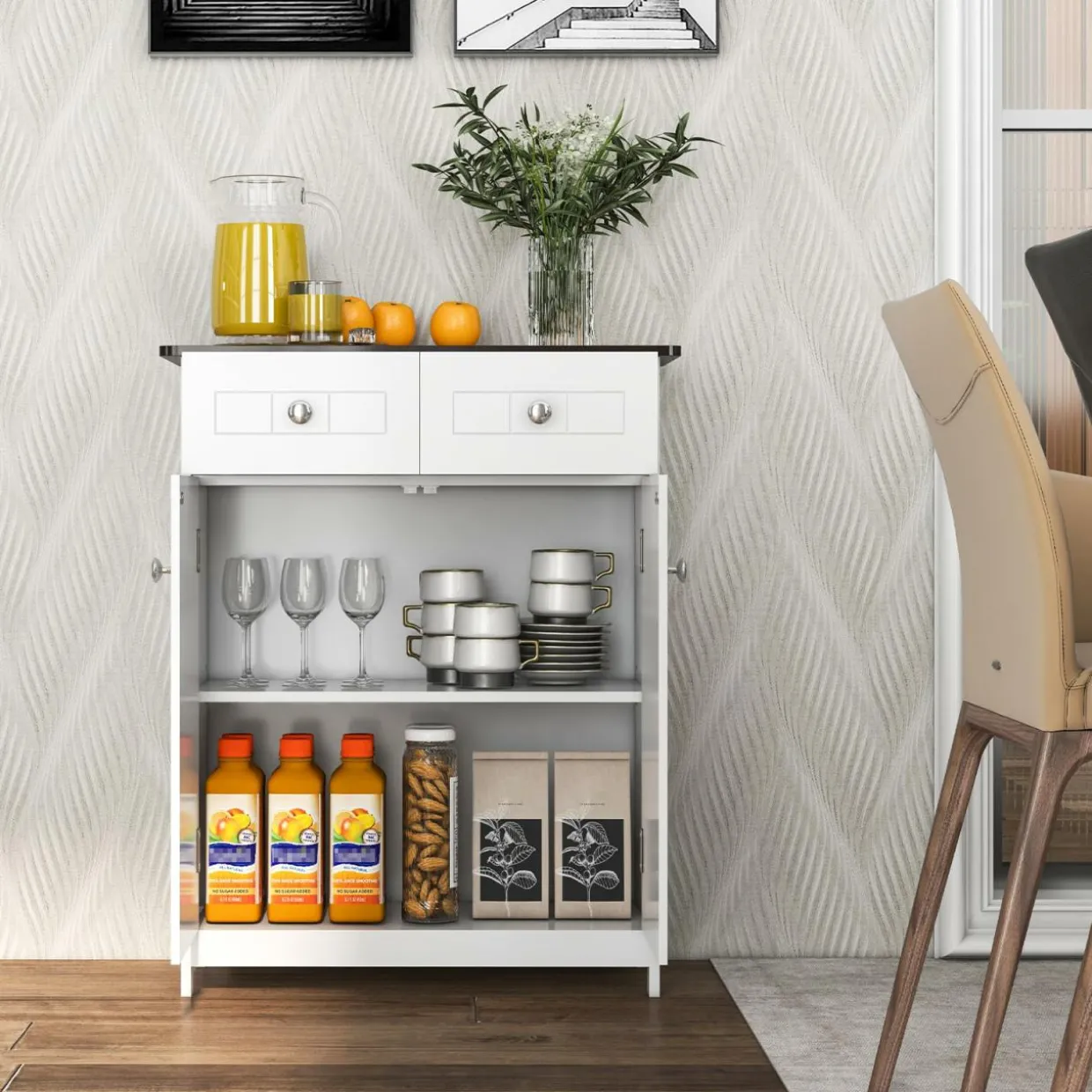 Tangkula Bathroom Storage Cabinet, Freestanding Floor Cabinet