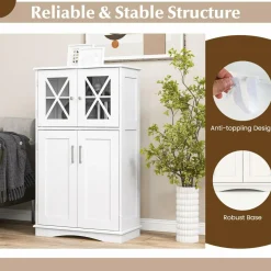 Tangkula Bathroom Storage Cabinet, Freestanding Floor Cabinet