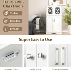Tangkula Bathroom Storage Cabinet, Freestanding Floor Cabinet