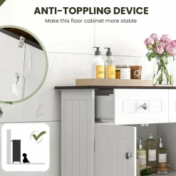 Tangkula Bathroom Storage Cabinet, Freestanding Floor Cabinet