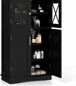 Tangkula Bathroom Storage Cabinet, Freestanding Floor Cabinet