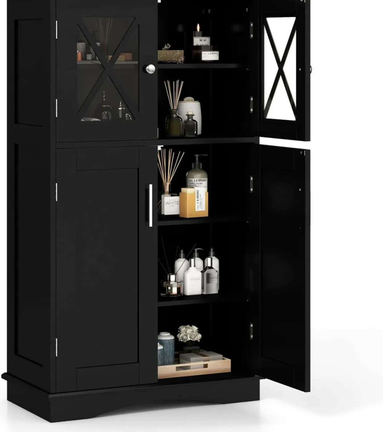 Tangkula Bathroom Storage Cabinet, Freestanding Floor Cabinet