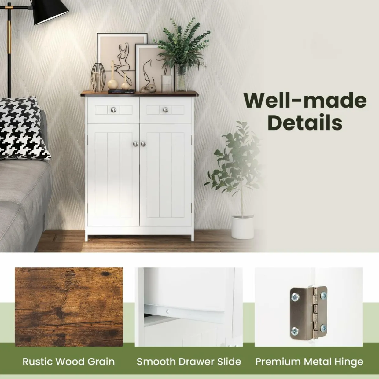 Tangkula Bathroom Storage Cabinet, Freestanding Floor Cabinet