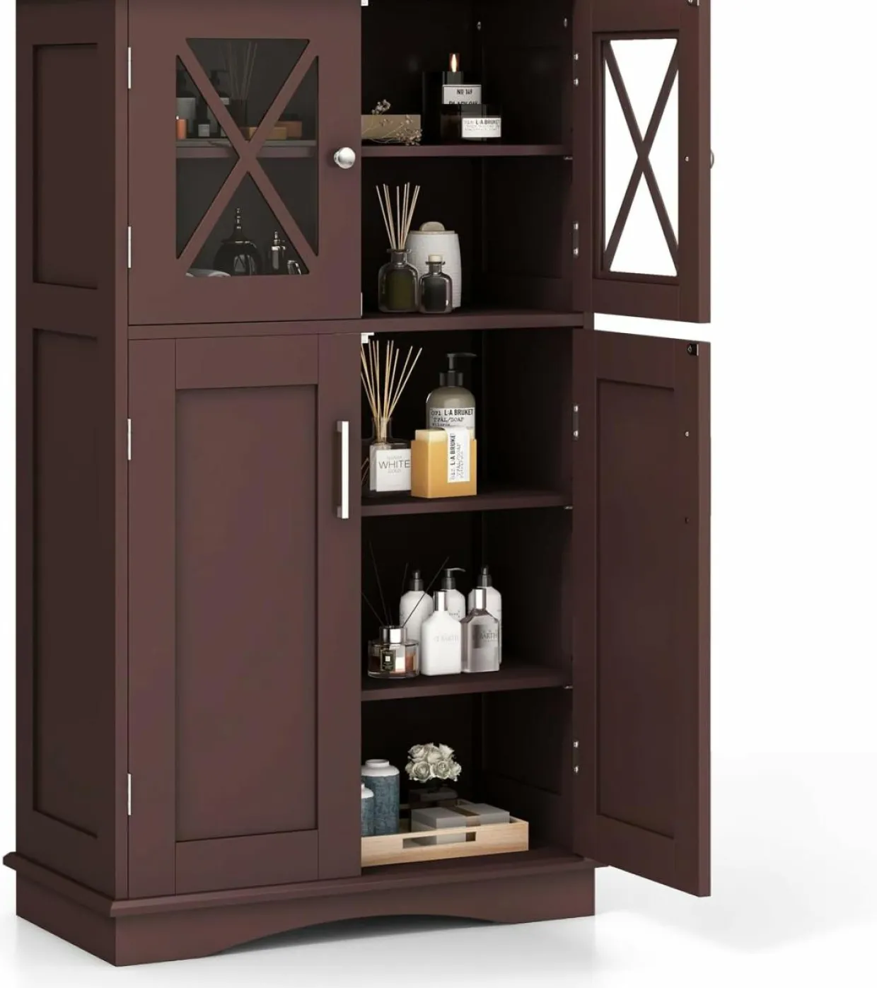 Tangkula Bathroom Storage Cabinet, Freestanding Floor Cabinet