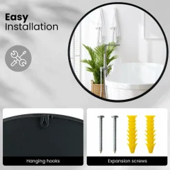 Tangkula Black Circle Bathroom Mirror 24