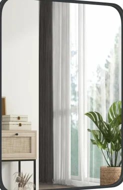 Tangkula Black Circle Bathroom Mirror 24