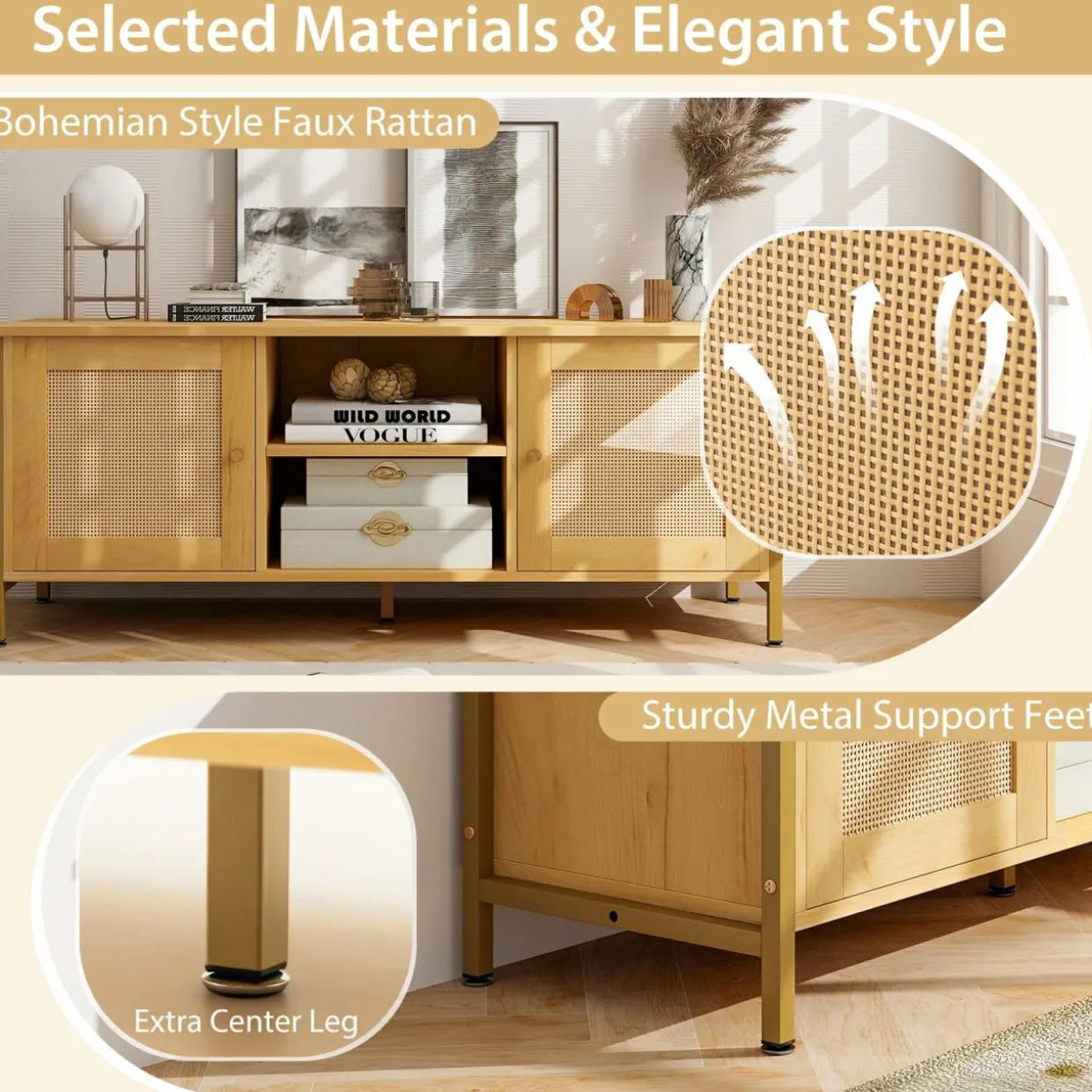 Tangkula Boho TV Stand up to 55”