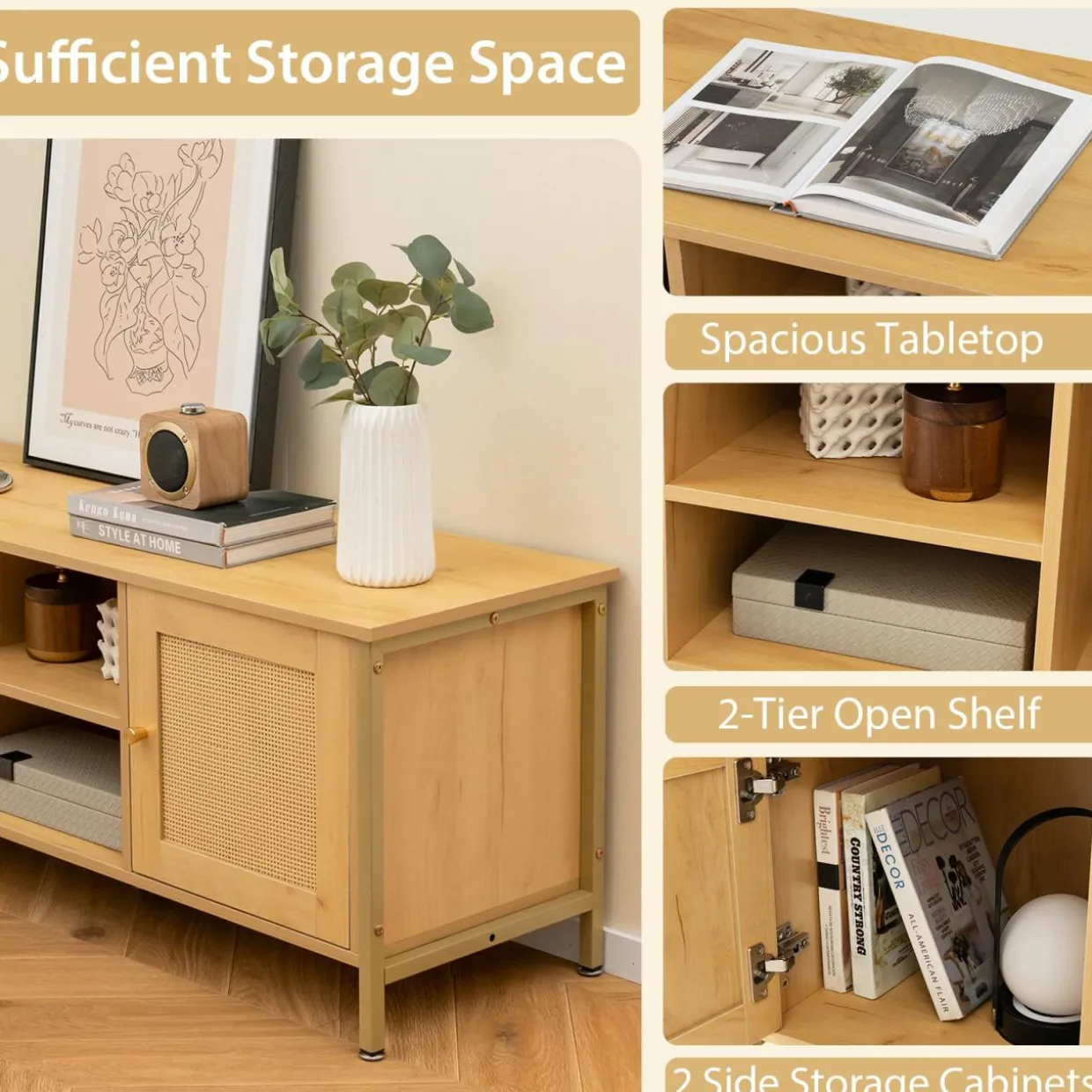 Tangkula Boho TV Stand up to 55”