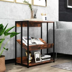 Tangkula Bookshelf, 5 Tier Industrial Book Shelf with Adjustable Shelves and Metal Frame
