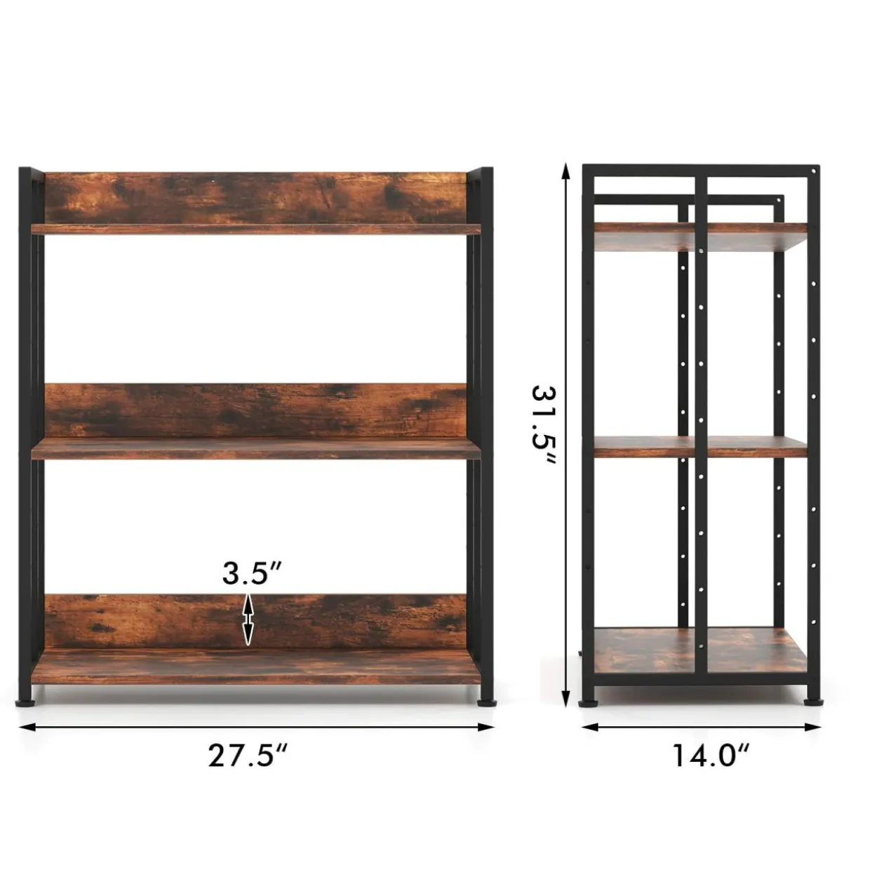 Tangkula Bookshelf, 5 Tier Industrial Book Shelf with Adjustable Shelves and Metal Frame