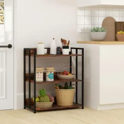 Tangkula Bookshelf, 5 Tier Industrial Book Shelf with Adjustable Shelves and Metal Frame